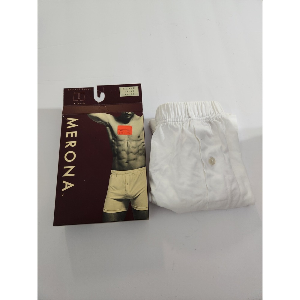 Merona Relaxed‎ Boxer White 100% Cotton Vintage 1999 Deadstock Small 28-30